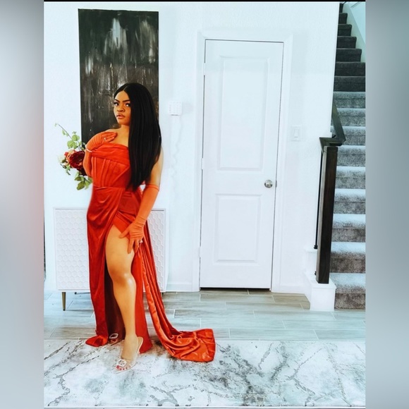 Corset Dress with Drape and Gloves - Picture 1 of 5